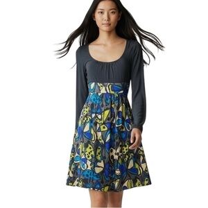 Trina Turk Silk Midi Fit & Flare Dress Butterflies Forrest Fairy Elvin Fae Small